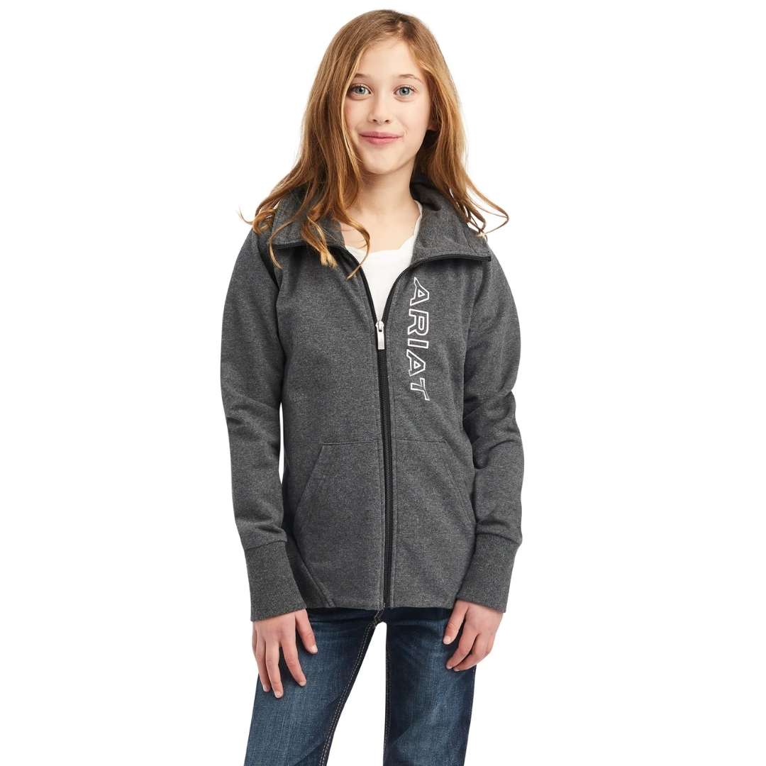 Ariat Youth Team Logo Full Zip Charcoal Grey