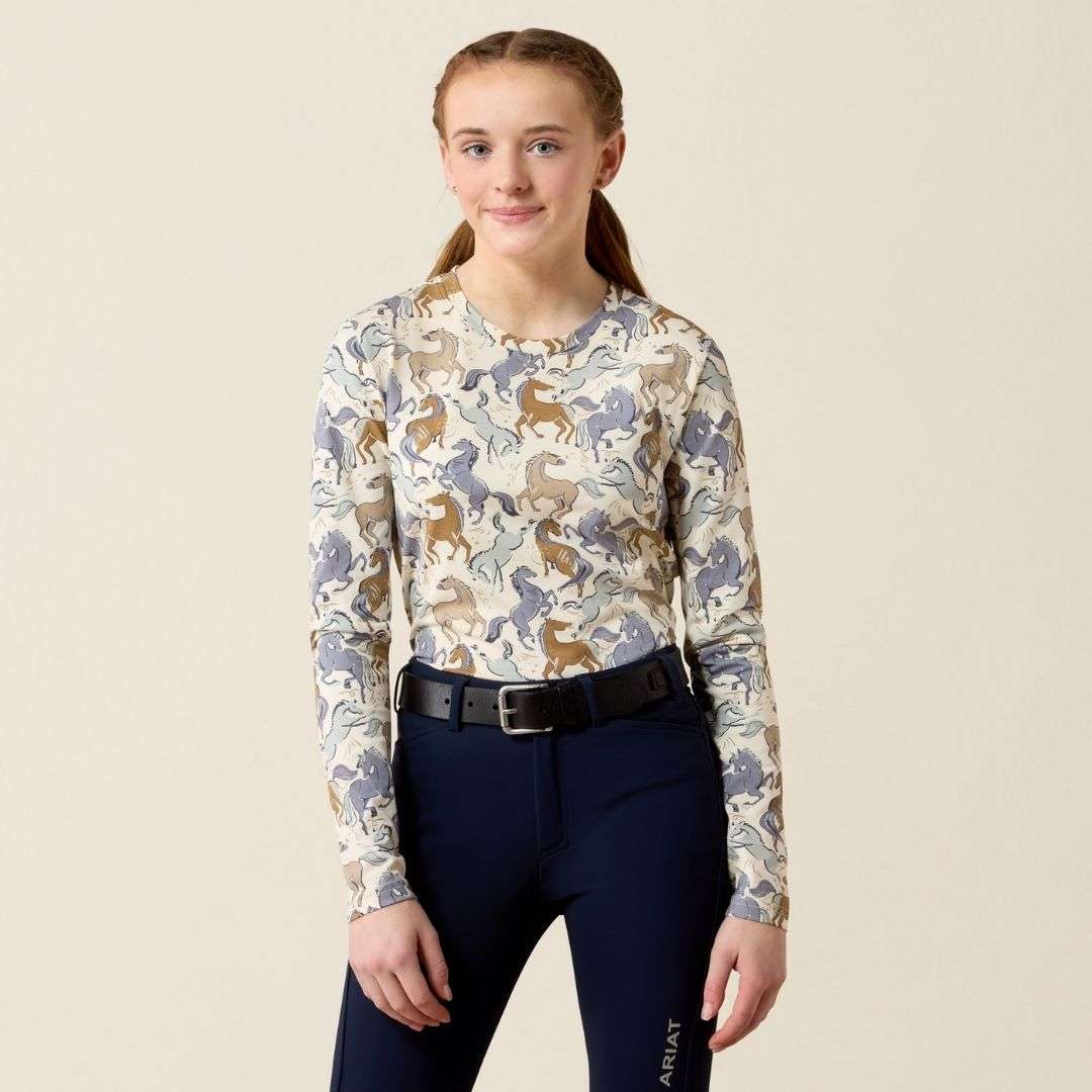 Ariat Kid's Horsin Around Top in Antique White