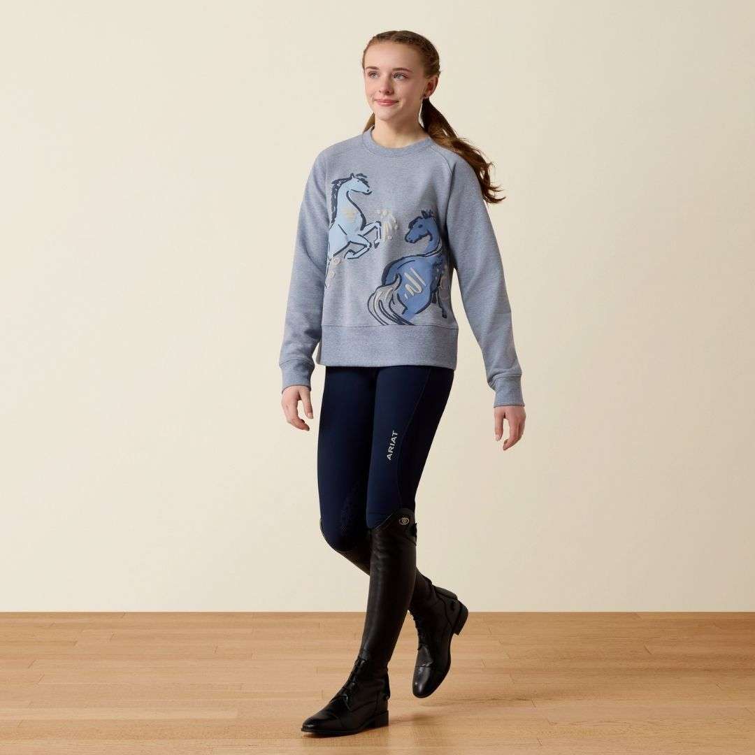 Ariat Kid's Martine Sweatshirt in Blue Grey Play
