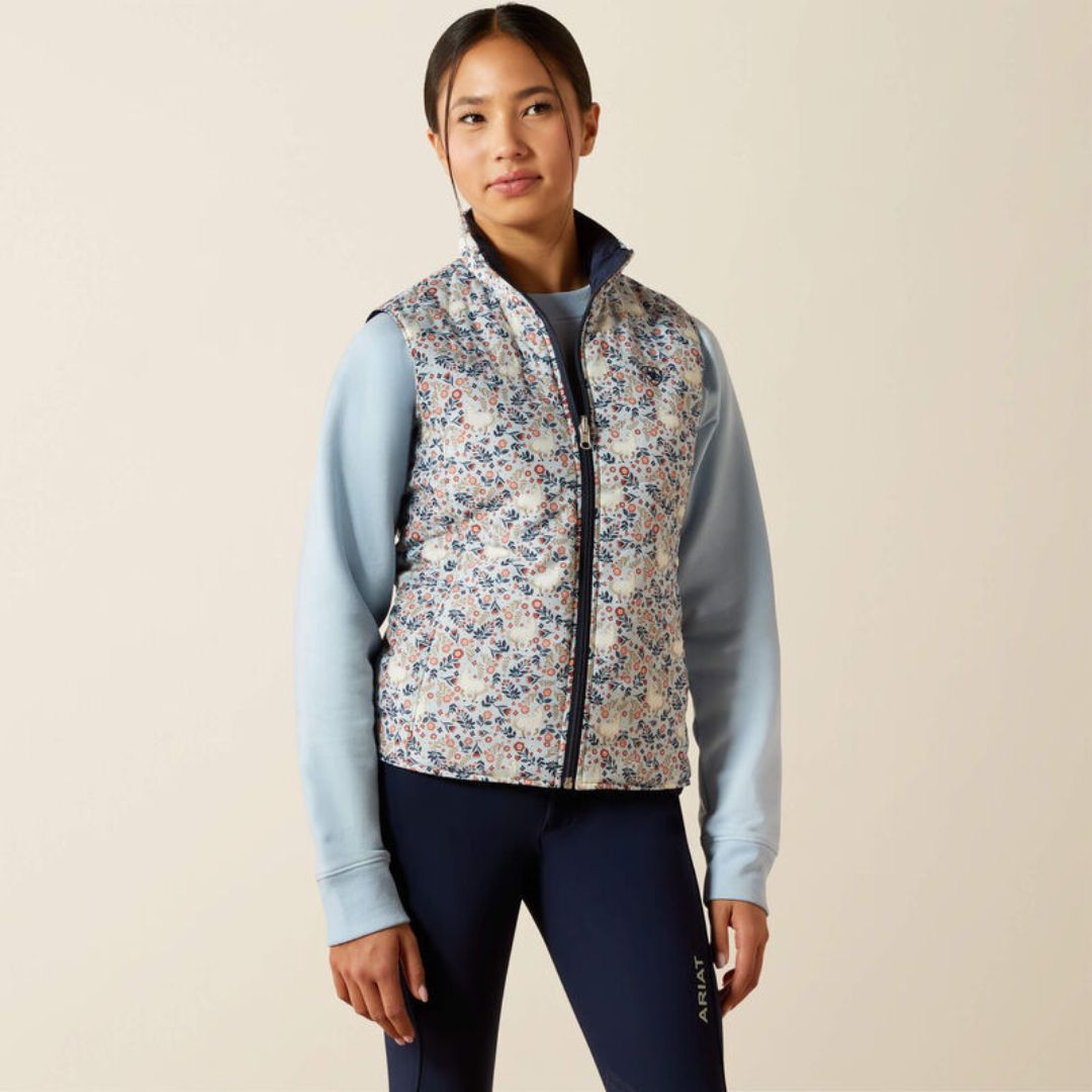 Ariat Kids Bella Reversible Insulated Bodywarmer in Posy Pony Print