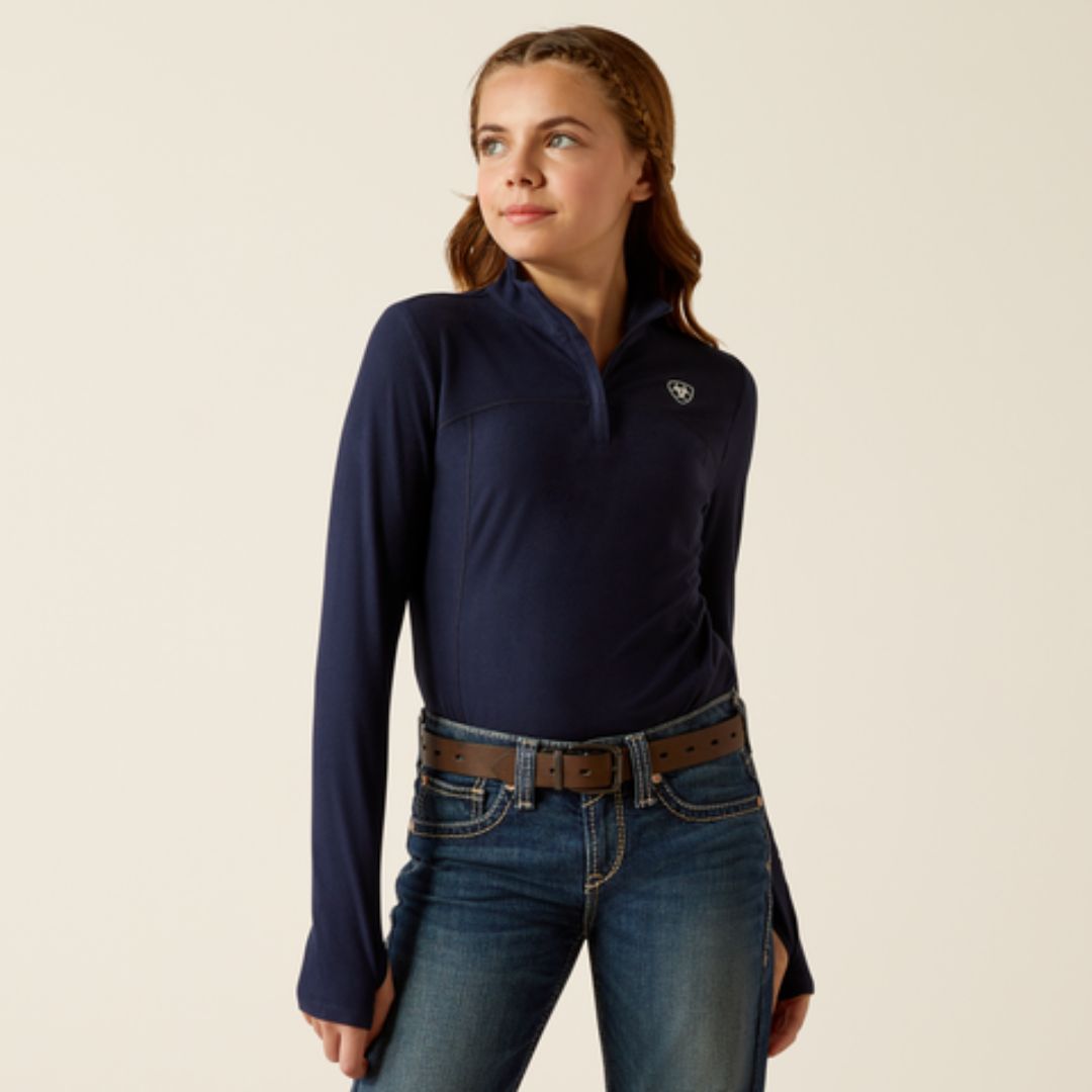 Ariat Kids Lowell 1/4 Zip Baselayer in Navy