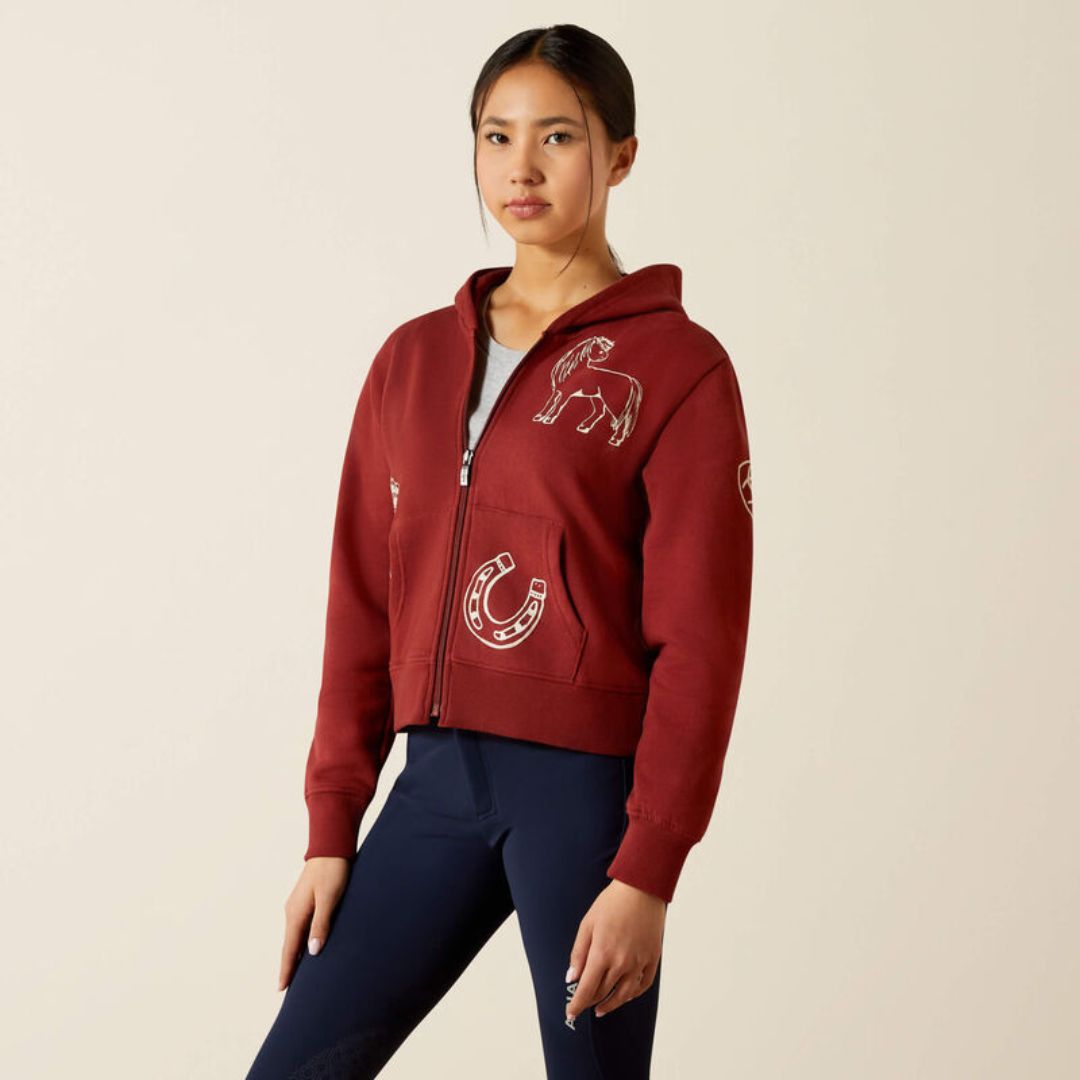 Ariat Kids Spiffy Full Zip Hoodie in Madder Brown