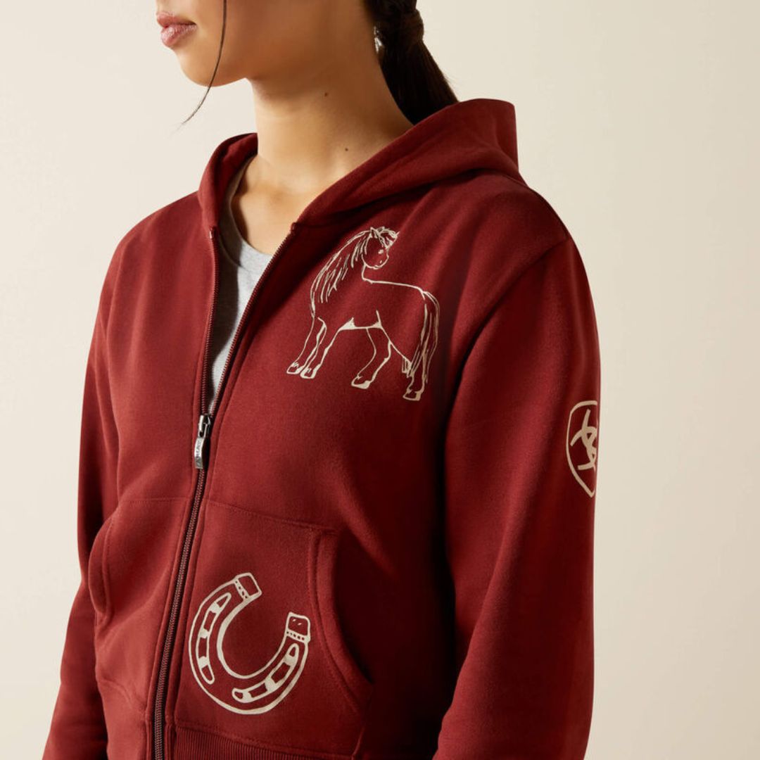 Ariat Kids Spiffy Full Zip Hoodie in Madder Brown