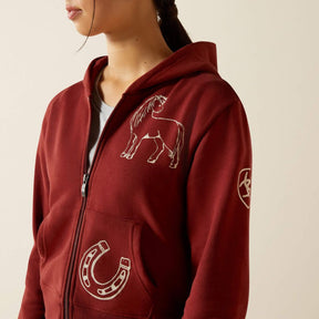 Ariat Kids Spiffy Full Zip Hoodie in Madder Brown