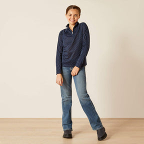 Ariat Kids Sunstopper 3.0 1/4 Zip Baselayer in Navy Dot