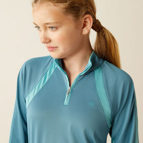 Ariat Kids Sunstopper 3.0 1/4 Zip Baselayer in Storm Blue