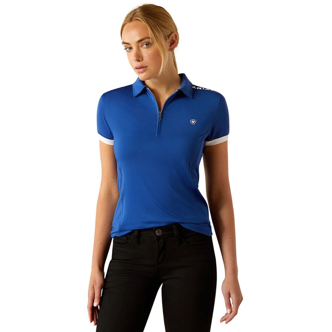 Ariat Women's Bandera 1/4 Zip Polo Riding Shirt in Sodalite Bluet