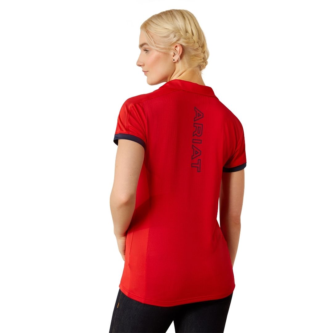 Ariat Women's Bandera Team Equestrian Half Zip Polo Shirt in Weg Red