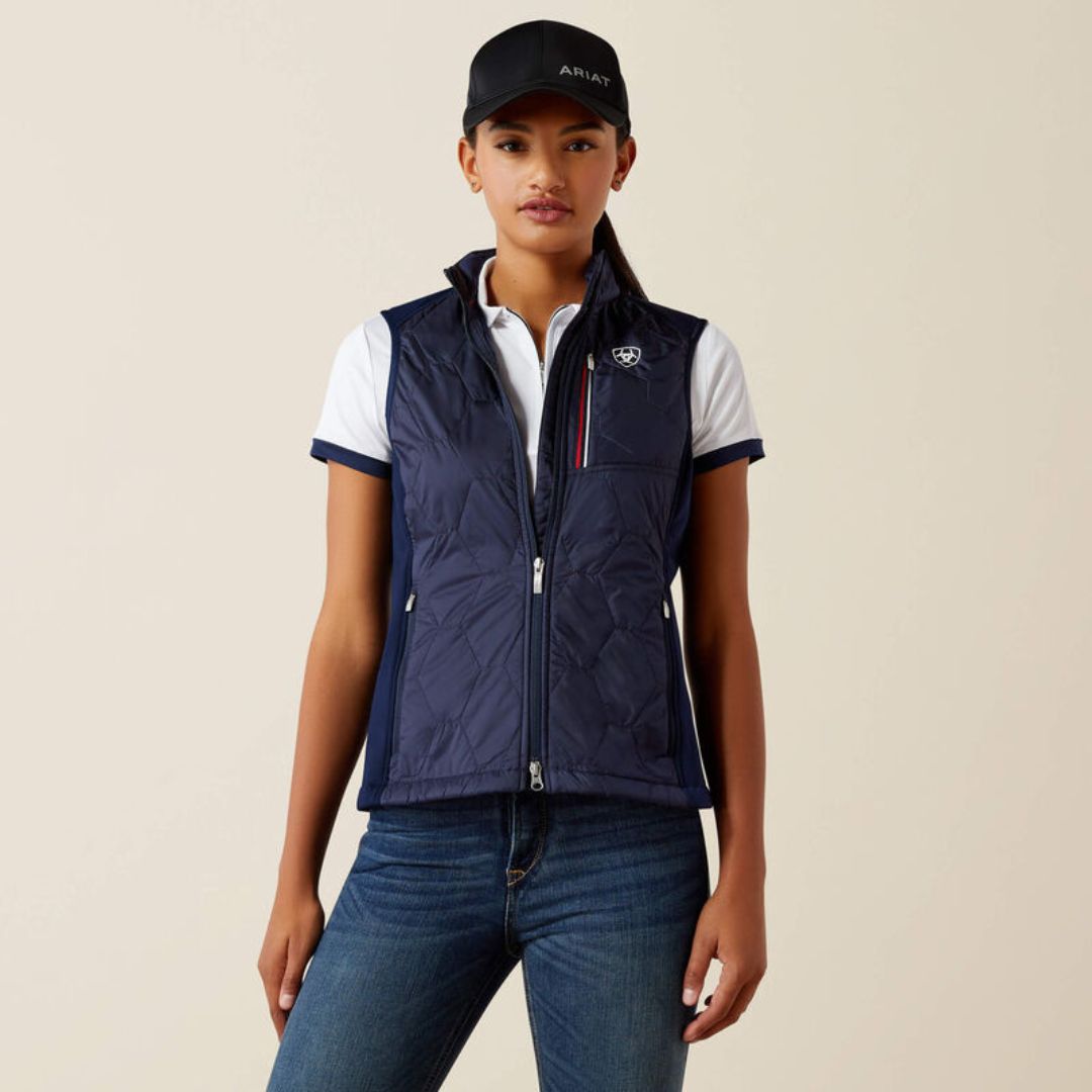Ariat Women's Fusion Insulated Bodywarmer in Navy & Red