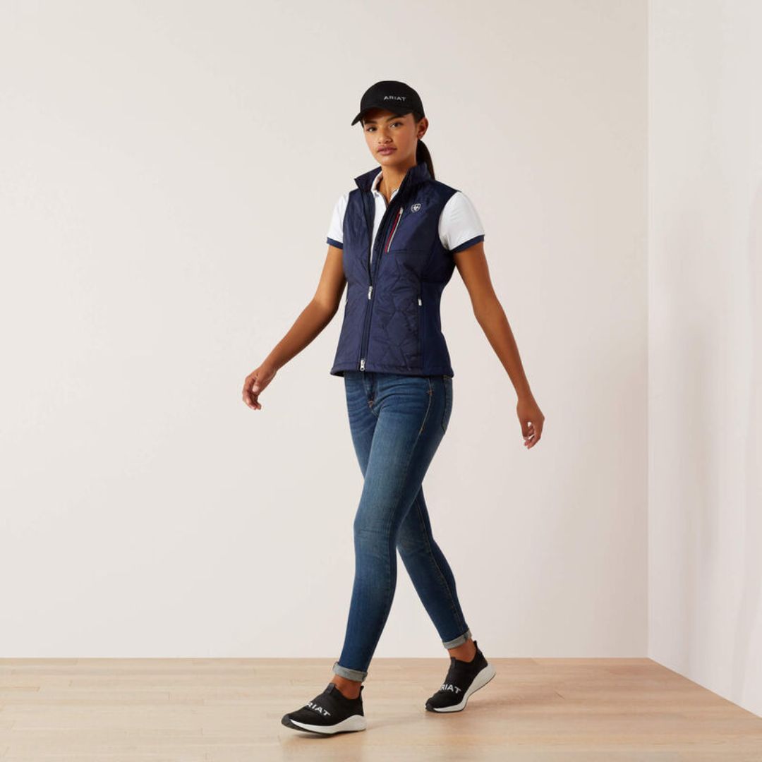 Ariat Women's Fusion Insulated Bodywarmer in Navy & Red