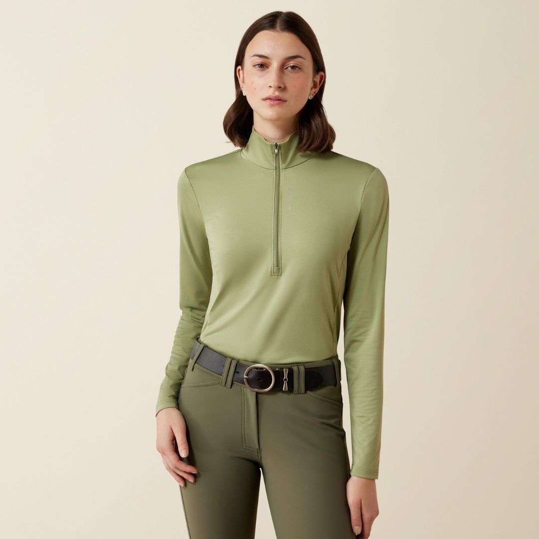 Ariat Women's Lunaveil Half Zip Baselayer in Oil Green
