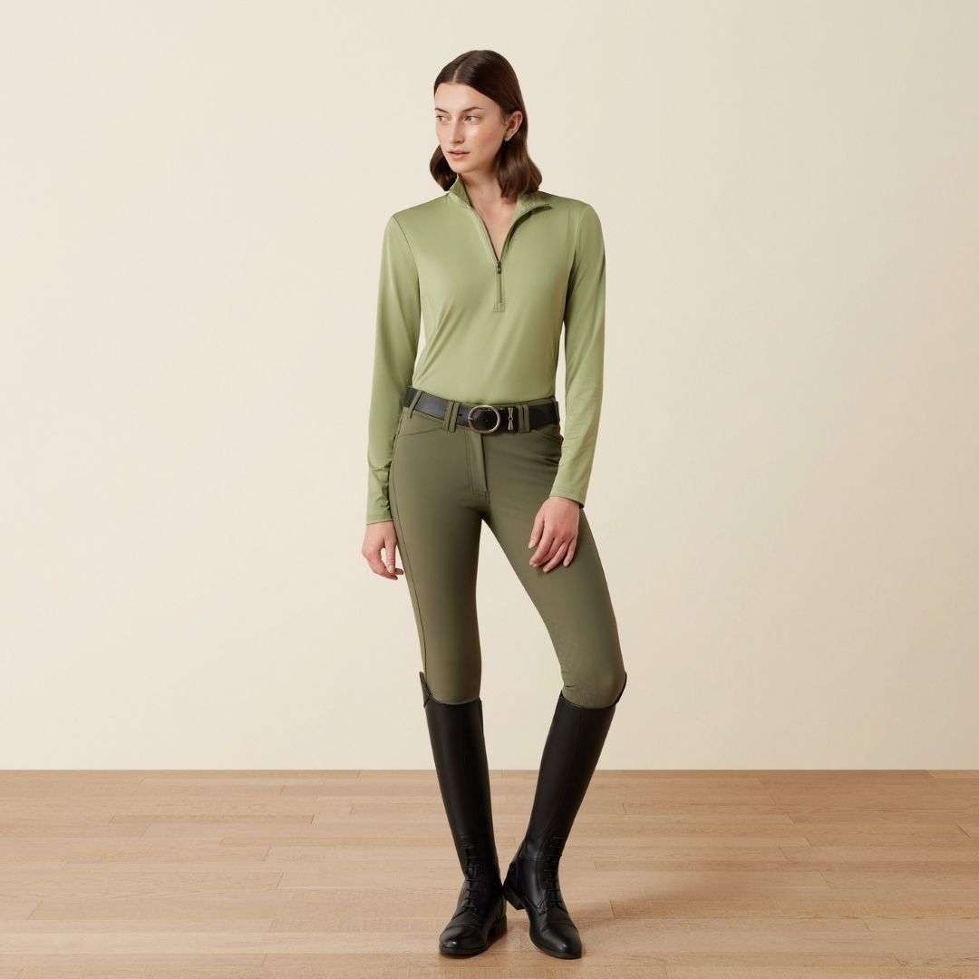 Ariat Women's Lunaveil Half Zip Baselayer in Oil Green
