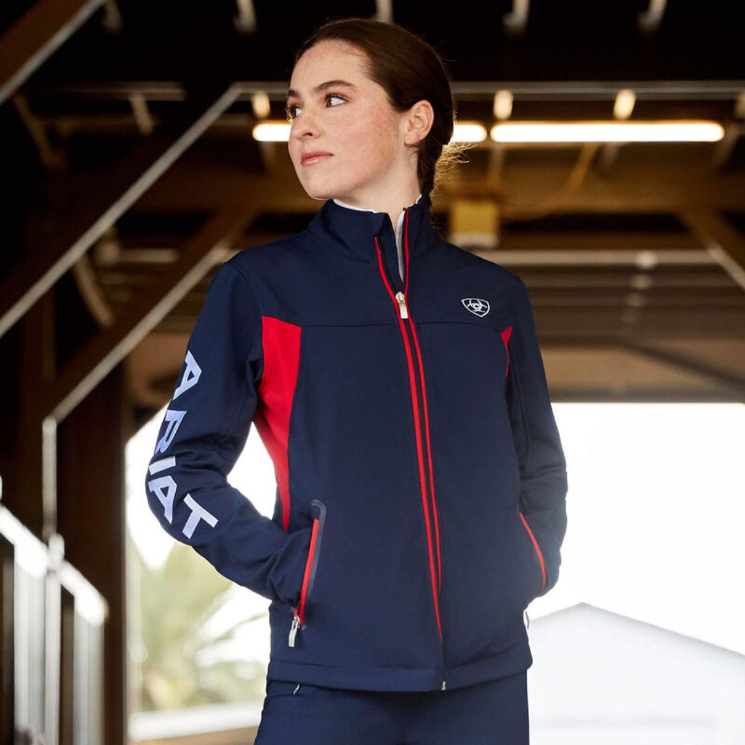 Ariat Women's New Team Softshell Jacket in Navy and Red