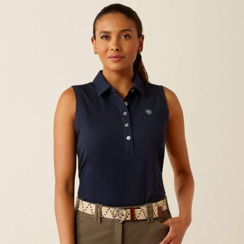 Ariat Women's Prix Sleeveless Polo Shirt in Navy Eclipse