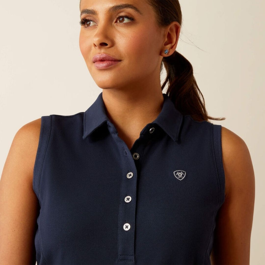 Ariat Women's Prix Sleeveless Polo Shirt in Navy Eclipse