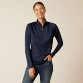 Ariat Women's Sunstopper 1/4 Zip Baselayer in Navy