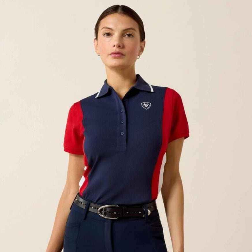 Ariat Women's Taryn Polo Shirt in Navy & Red