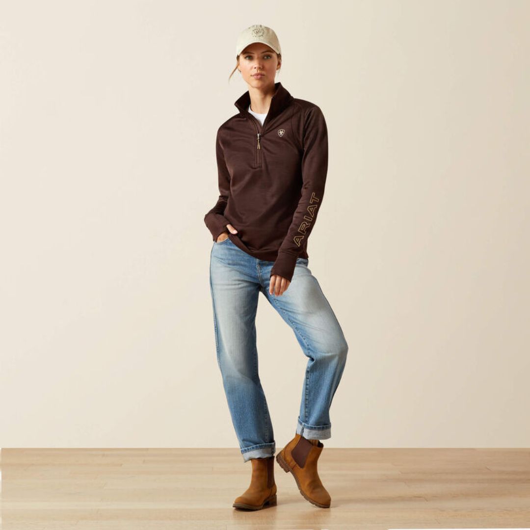 Ariat Women's Team Equestrian Half Zip Jumper in Java