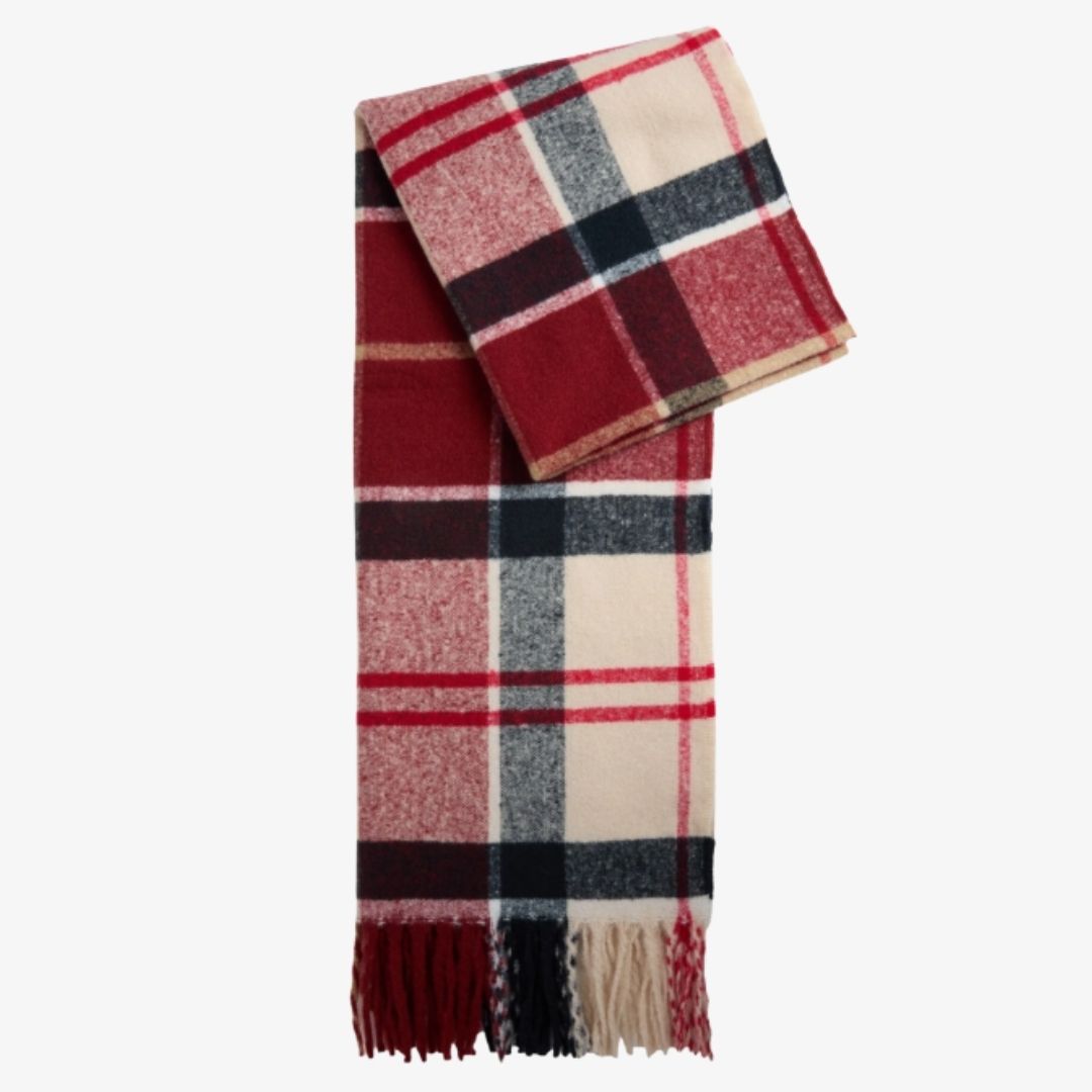 Barbour Deanna Tartan Scarf in Light Cardinal