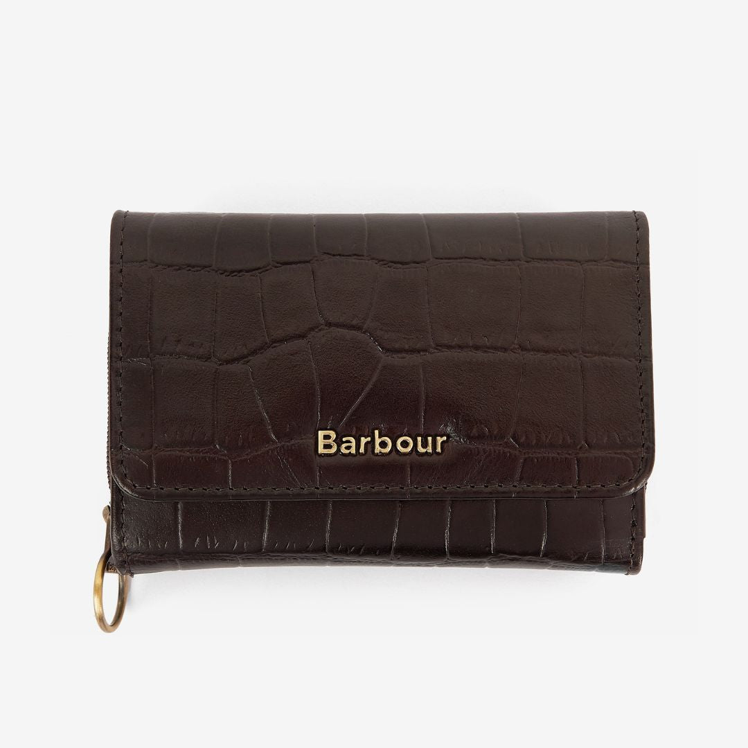 Barbour Faux Croc French Purse in Classic Black Cherry