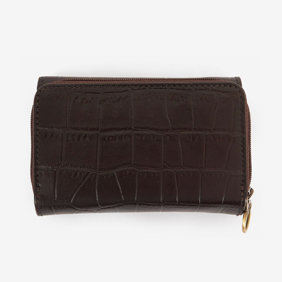 Barbour Faux Croc French Purse in Classic Black Cherry