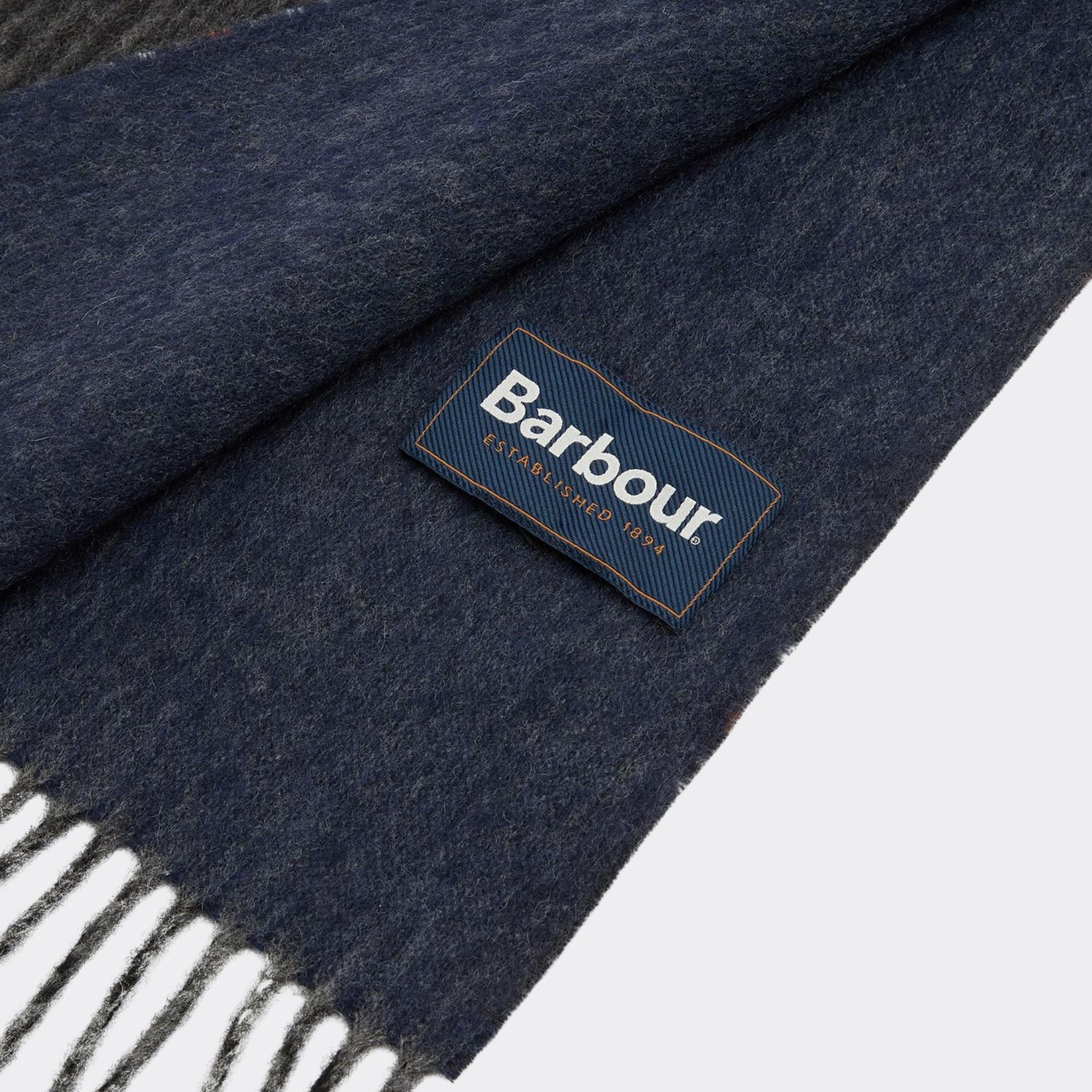 Barbour Marsden Reversible Lambswool Scarf in Grey and Navy