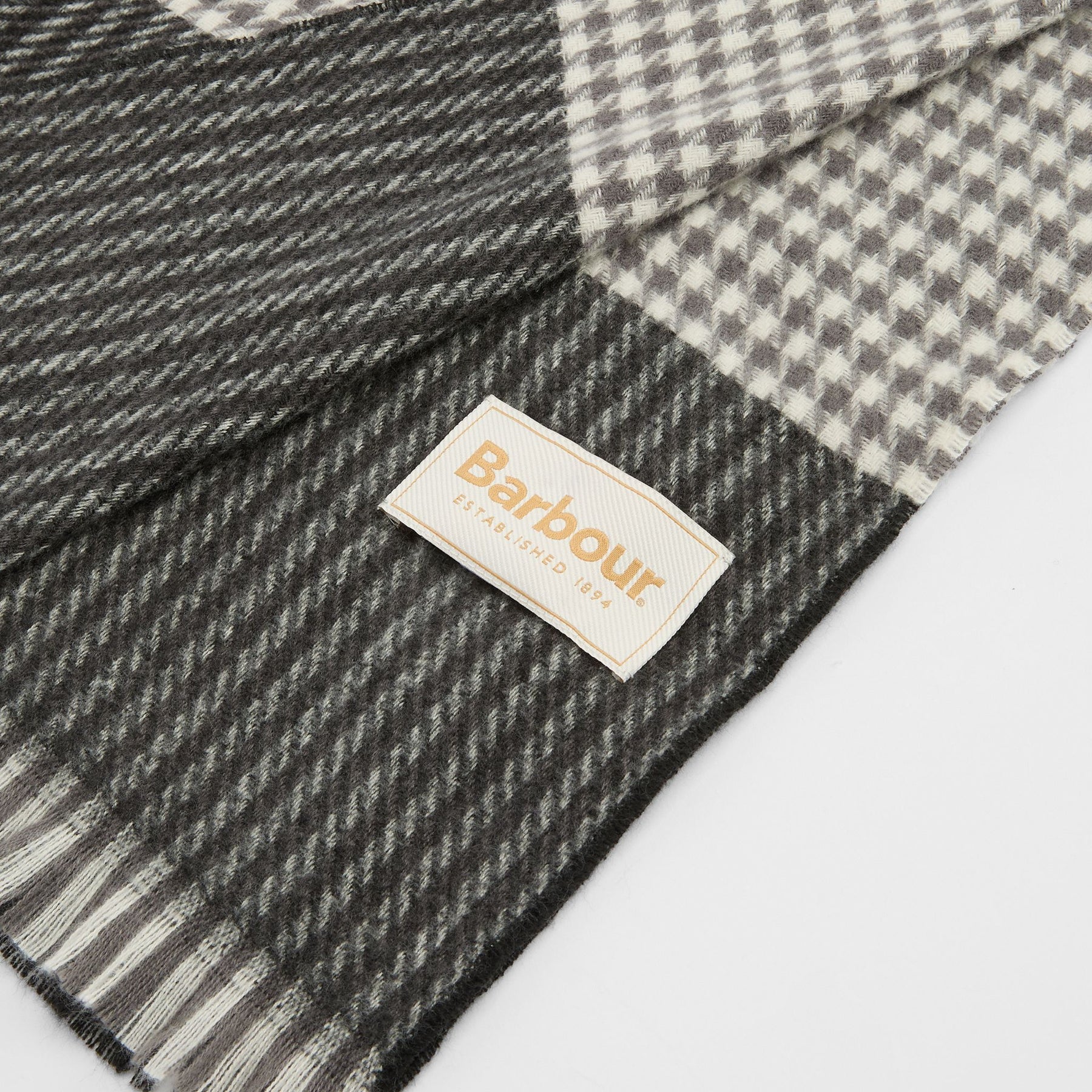 Barbour Melody Check Scarf in Charcoal