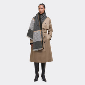 Barbour Melody Check Scarf in Charcoal