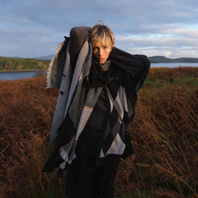 Barbour Melody Check Scarf in Charcoal