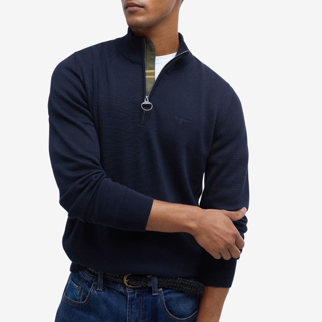 Barbour Men's Cotton Half-Zip Jumper in Navy