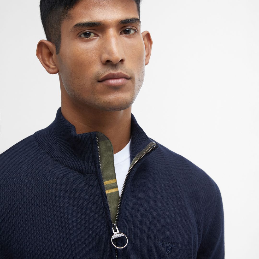 Barbour Men's Cotton Half-Zip Jumper in Navy