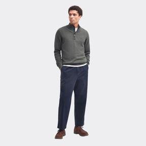 Barbour Men's Cotton Half-Zip Jumper in Olive Marl