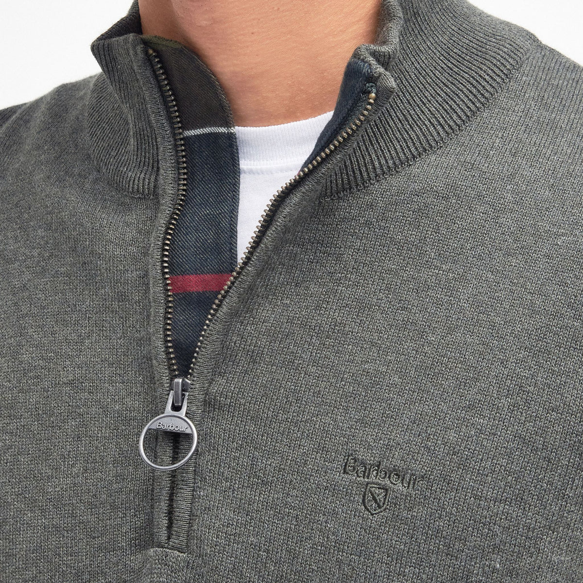 Barbour Men's Cotton Half-Zip Jumper in Olive Marl