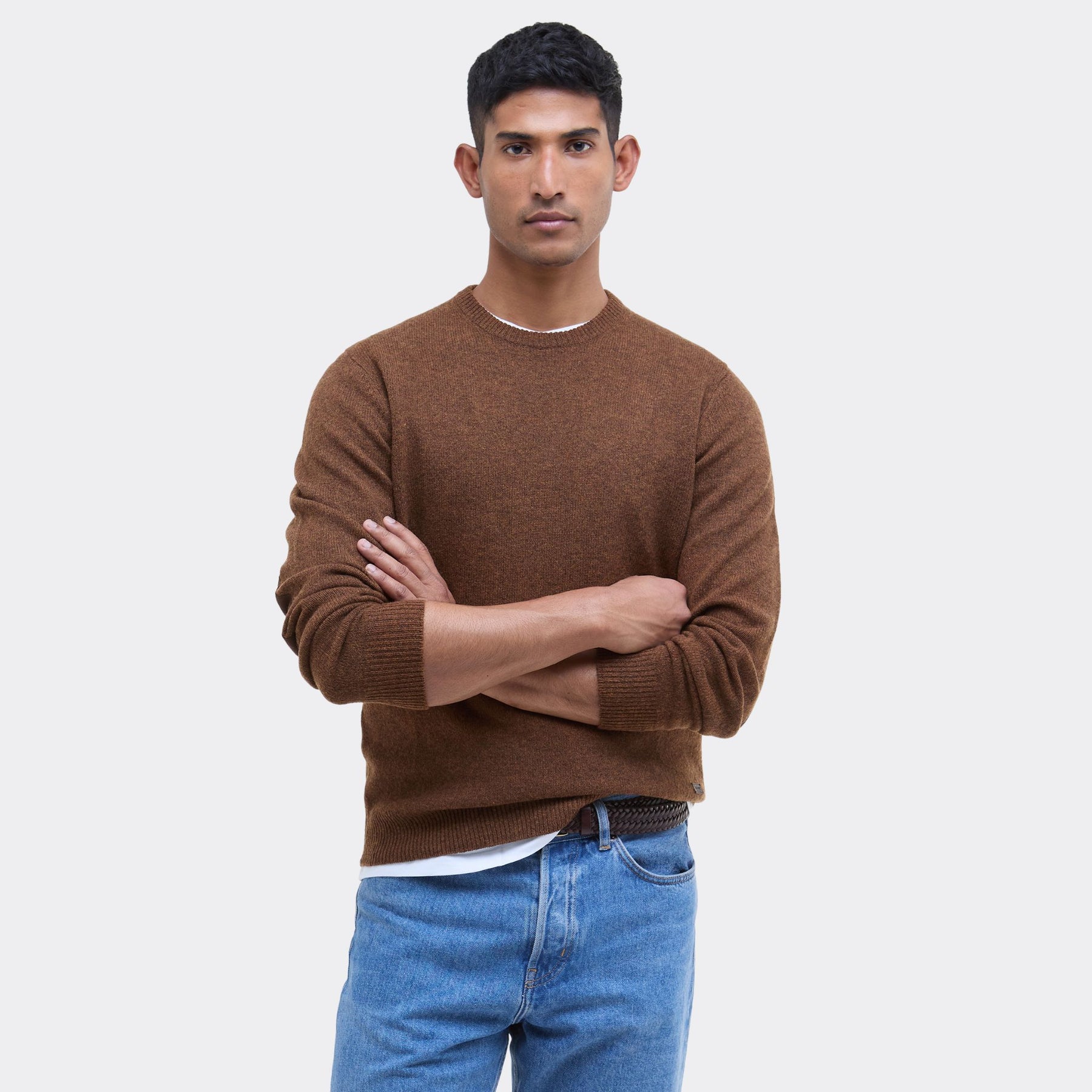 Barbour Men's Essential Crew Neck Jumper in Bracken