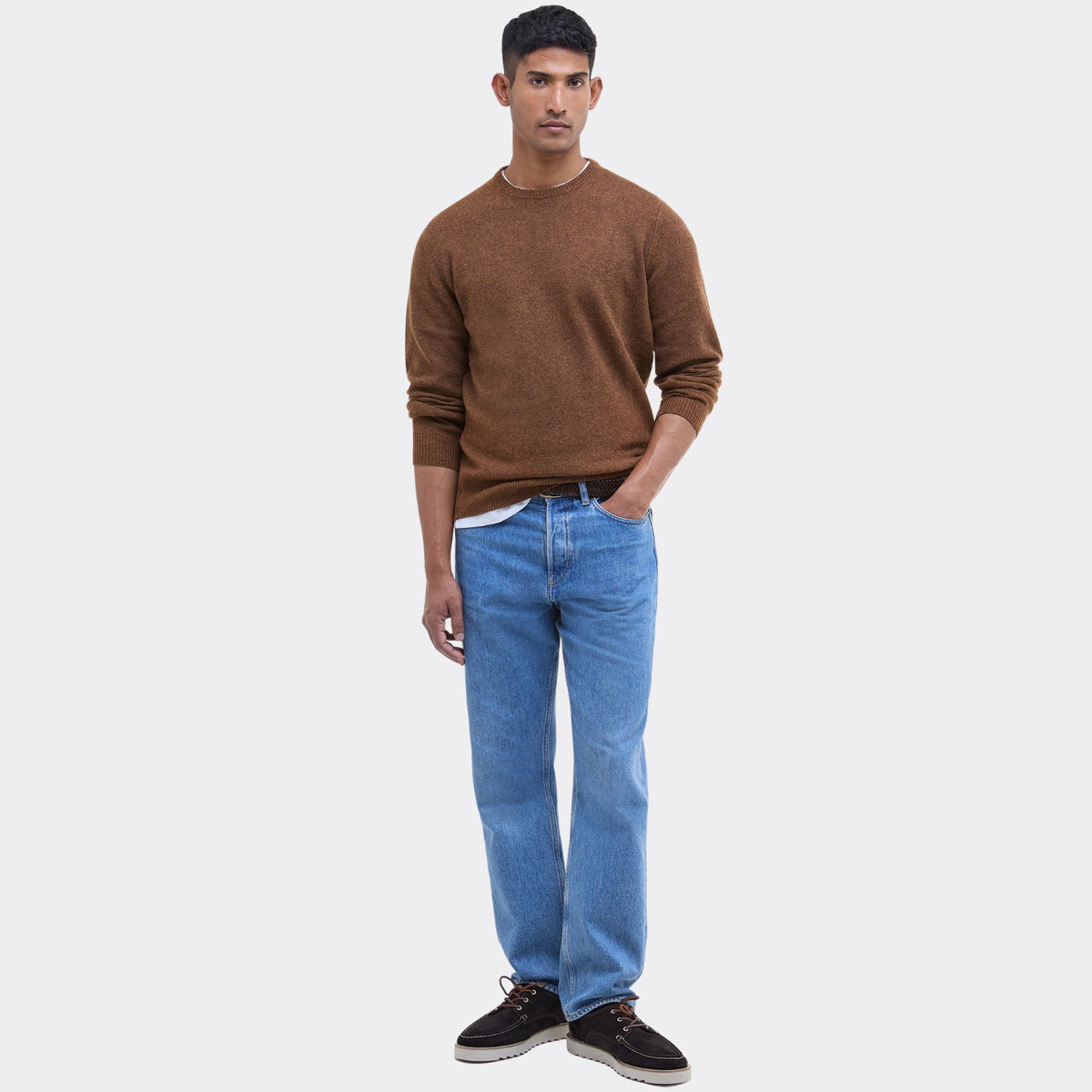 Barbour Men's Essential Crew Neck Jumper in Bracken