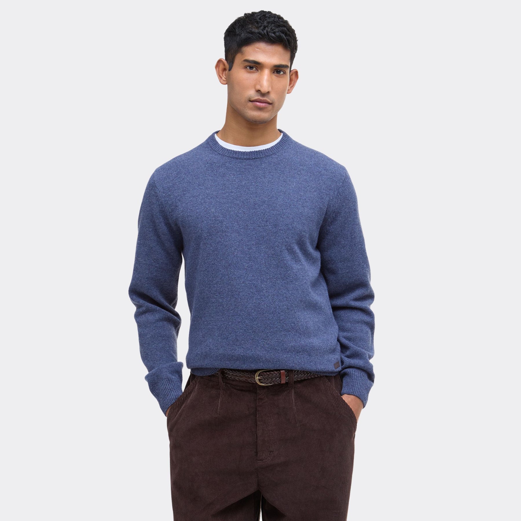Barbour Men's Essential Crew Neck Jumper in Dark Indigo
