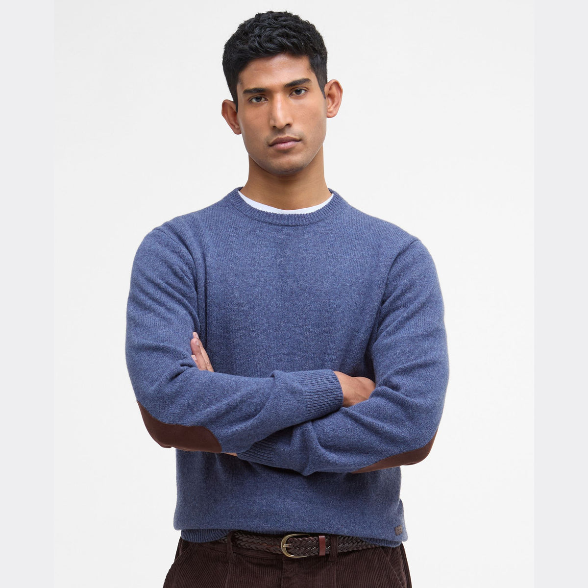 Barbour Men's Essential Crew Neck Jumper in Dark Indigo