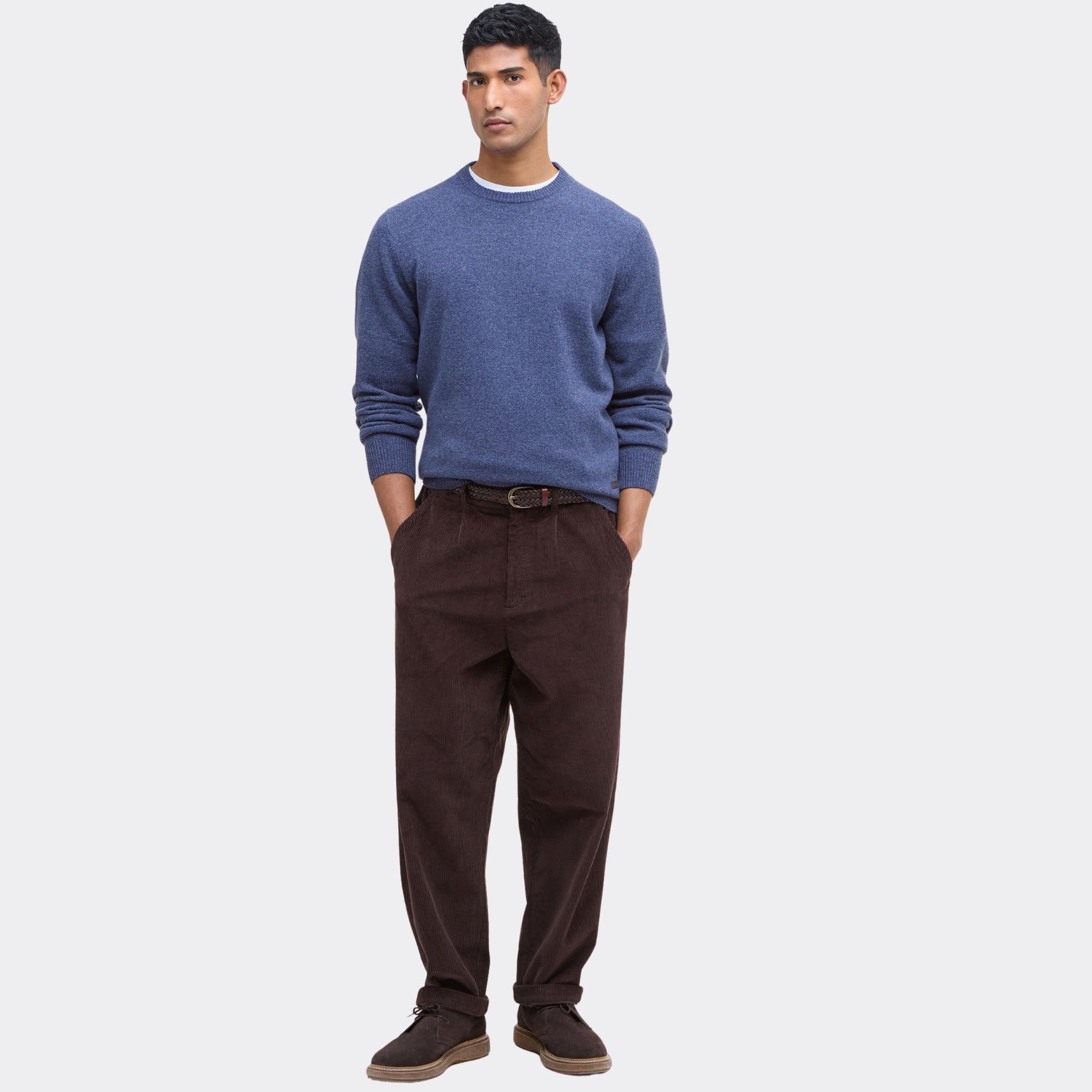 Barbour Men's Essential Crew Neck Jumper in Dark Indigo