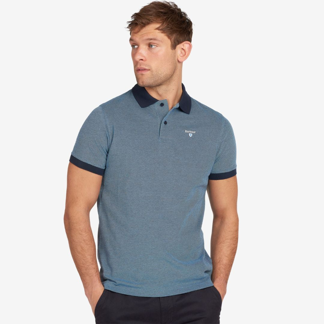 Barbour Men's Essential Sports Mix Short-Sleeved Polo Shirt in Navy