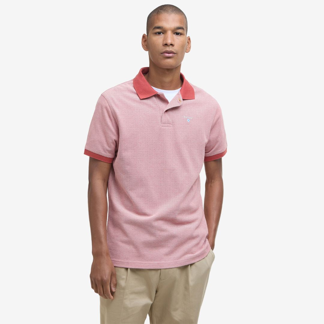 Barbour Men's Essential Sports Mix Short-Sleeved Polo Shirt in Red Spice