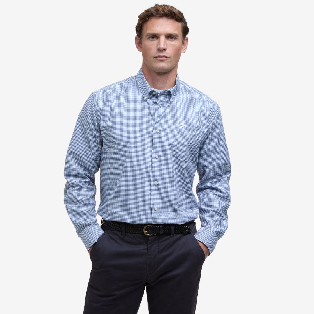 Barbour Men's Finwell Tailored Long-Sleeved Shirt in Sky