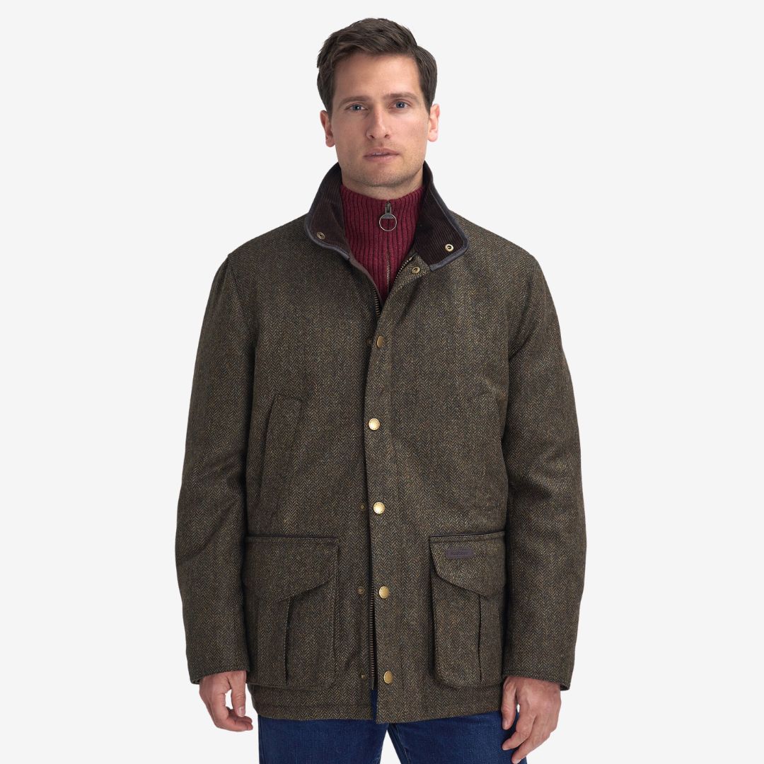 Barbour Men's Hereford Tweed Wool Jacket in Olive