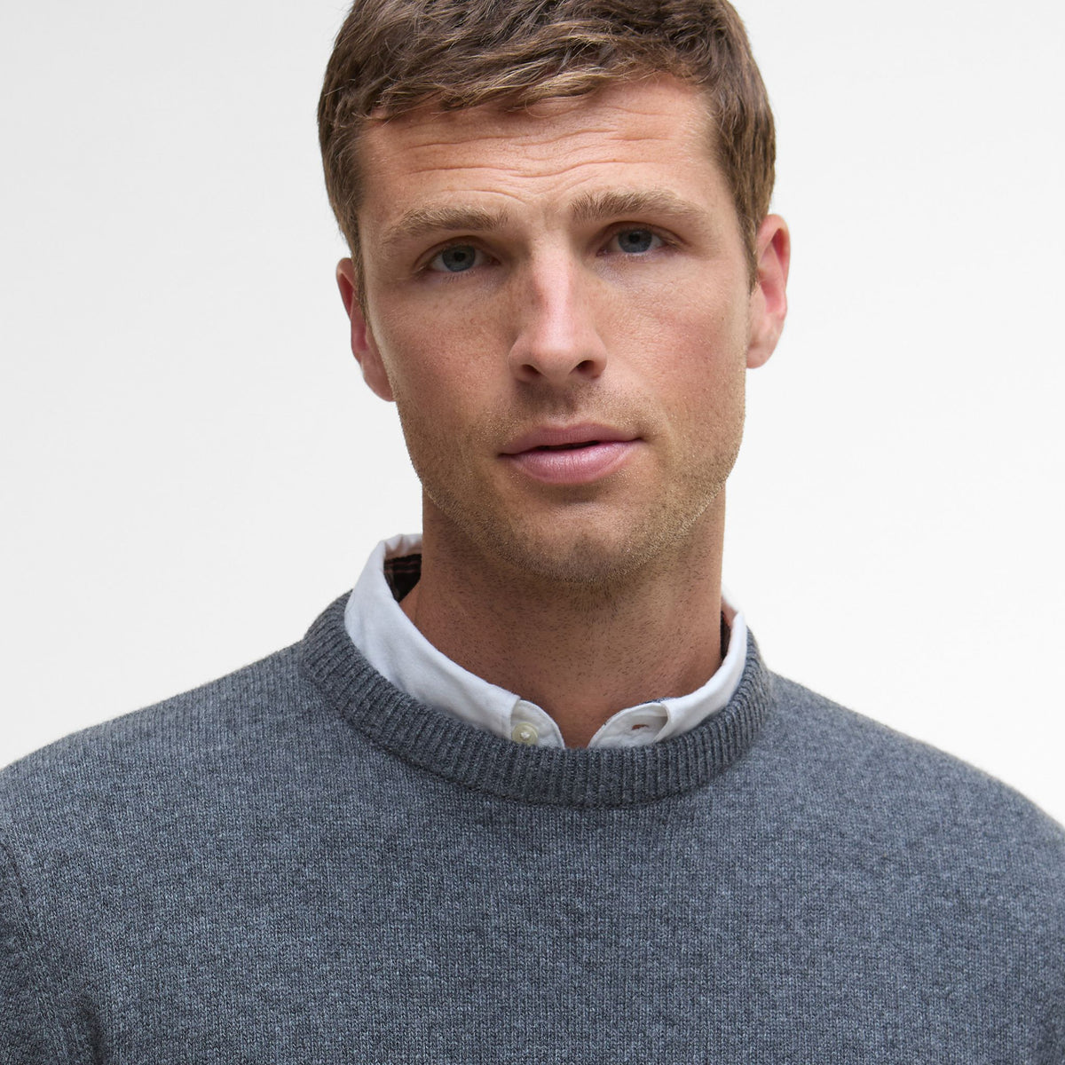 Barbour Men's Holden Crew Neck Jumper in Mid Grey Marl
