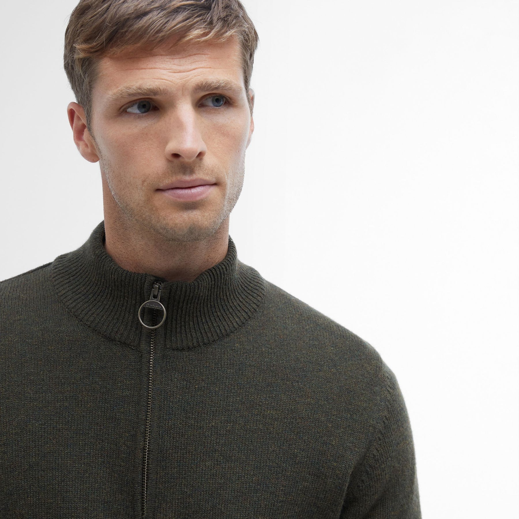 Barbour Men's Holden Half Zip Jumper in Olive