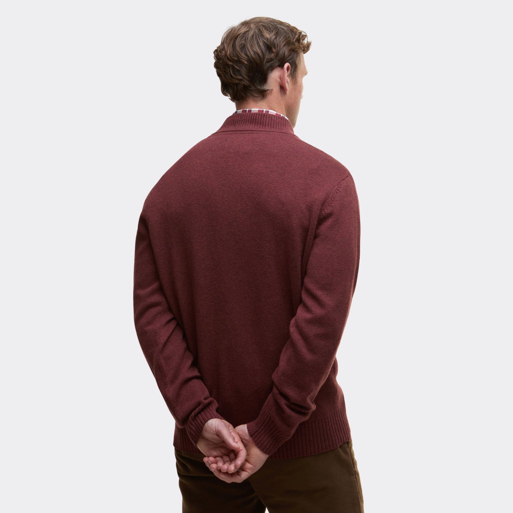 Barbour Men's Kelson Half-Zip Jumper in Fired Brick