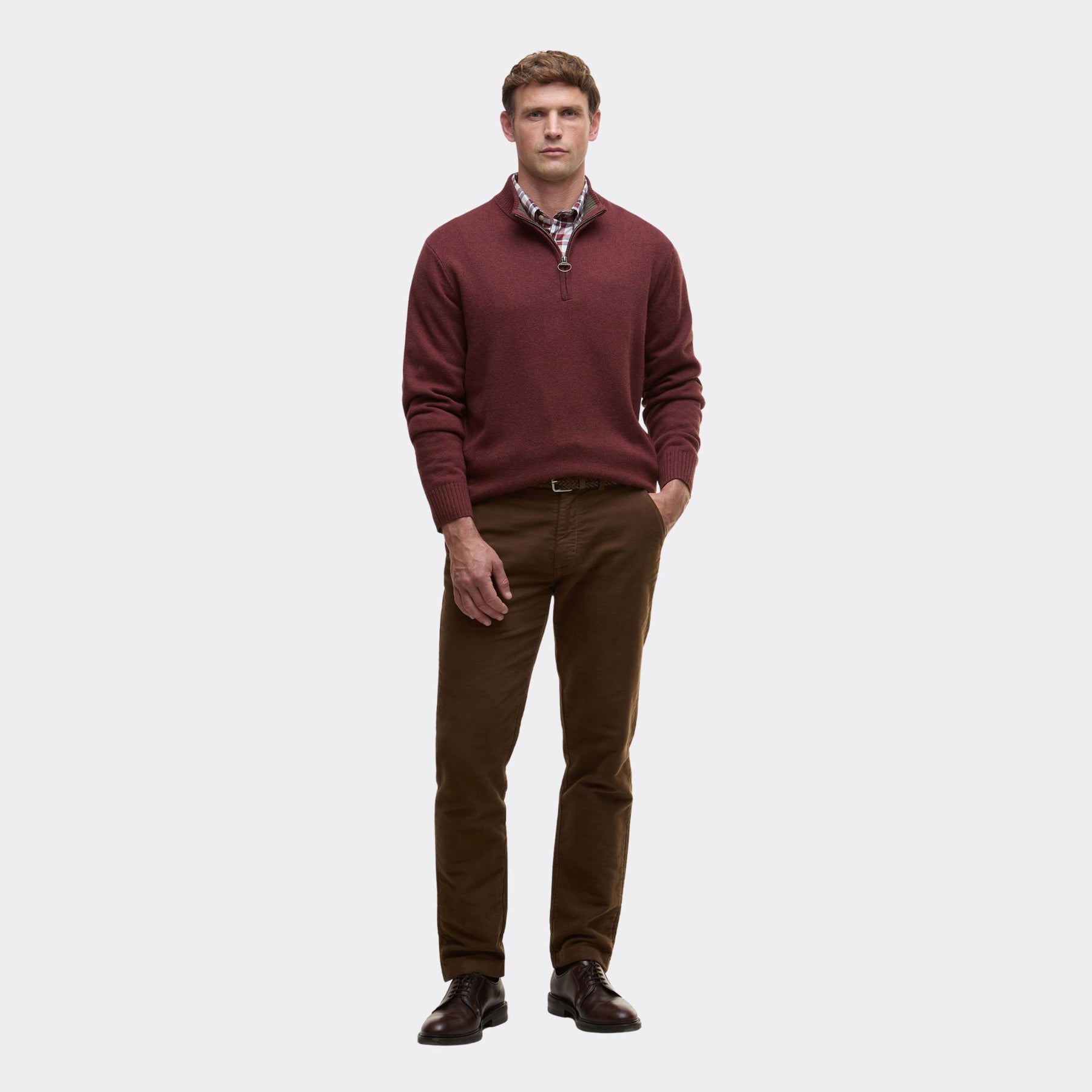 Barbour Men's Kelson Half-Zip Jumper in Fired Brick
