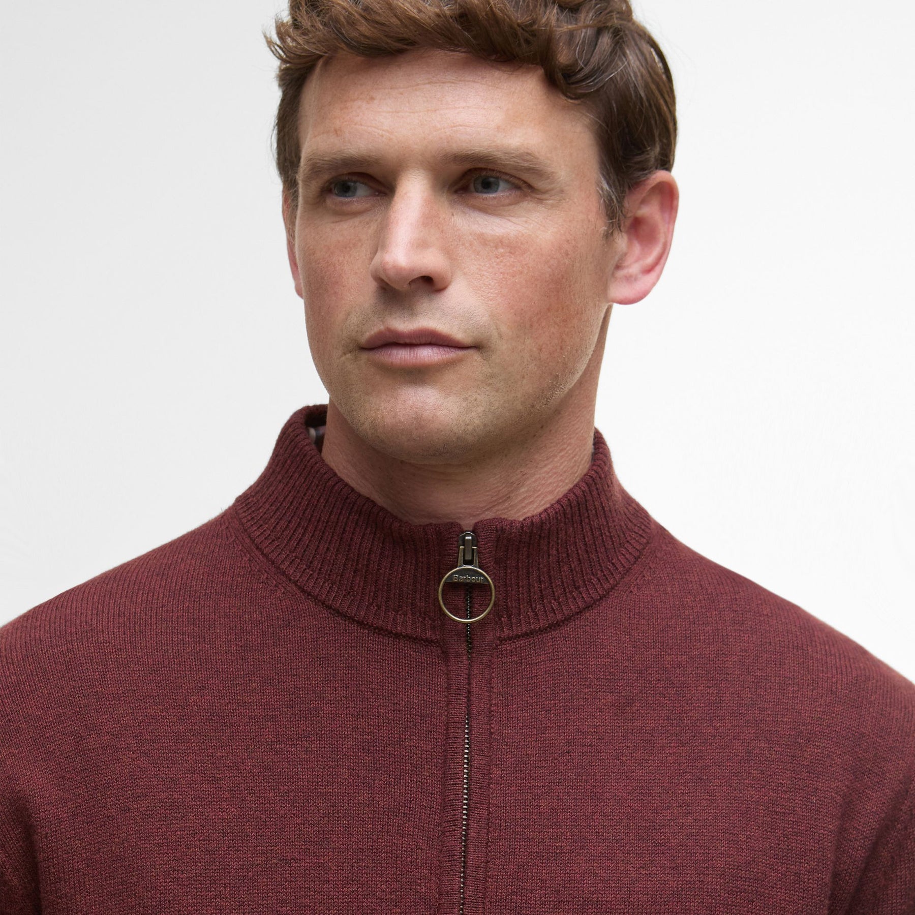Barbour Men's Kelson Half-Zip Jumper in Fired Brick
