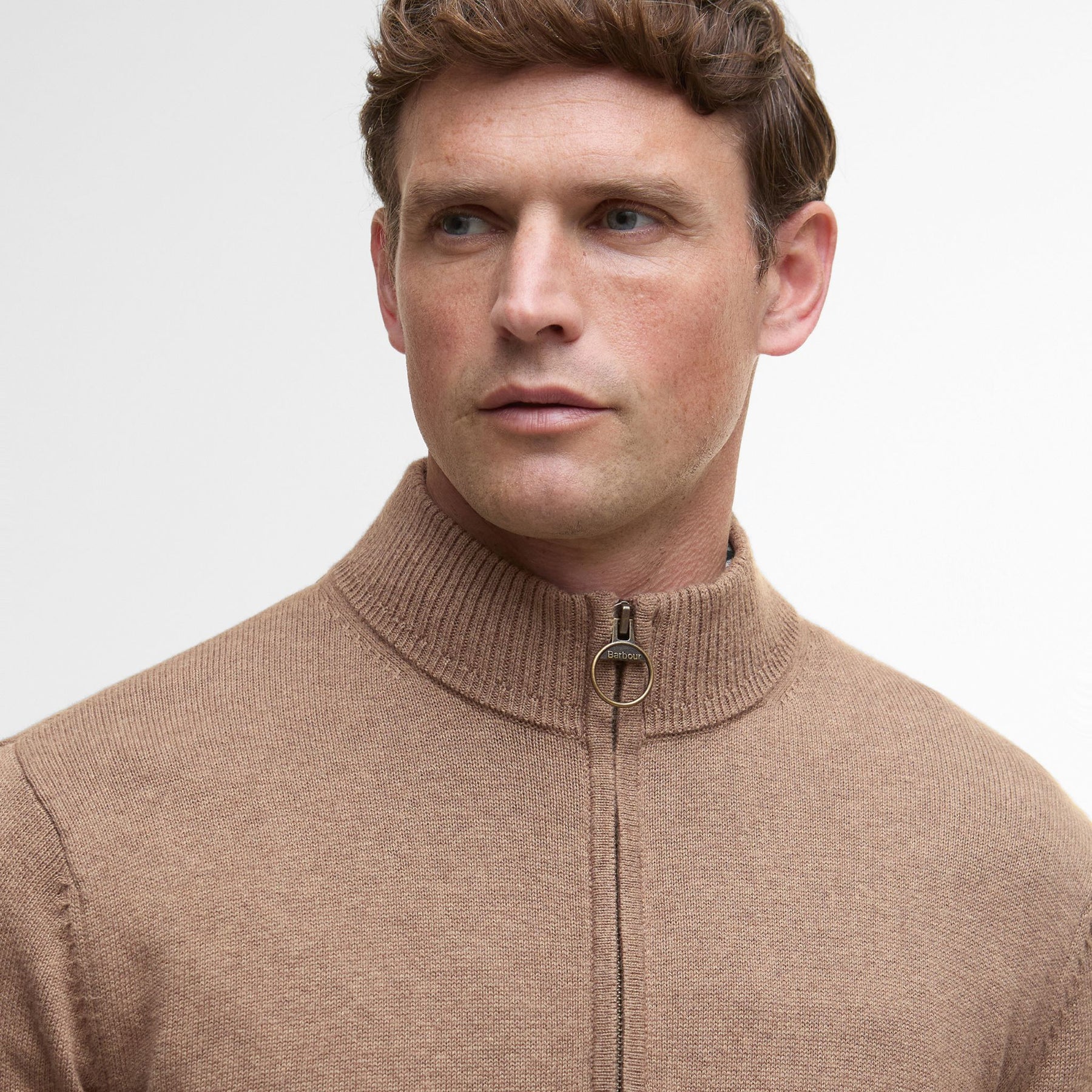 Barbour Men's Kelson Half-Zip Jumper in Stone