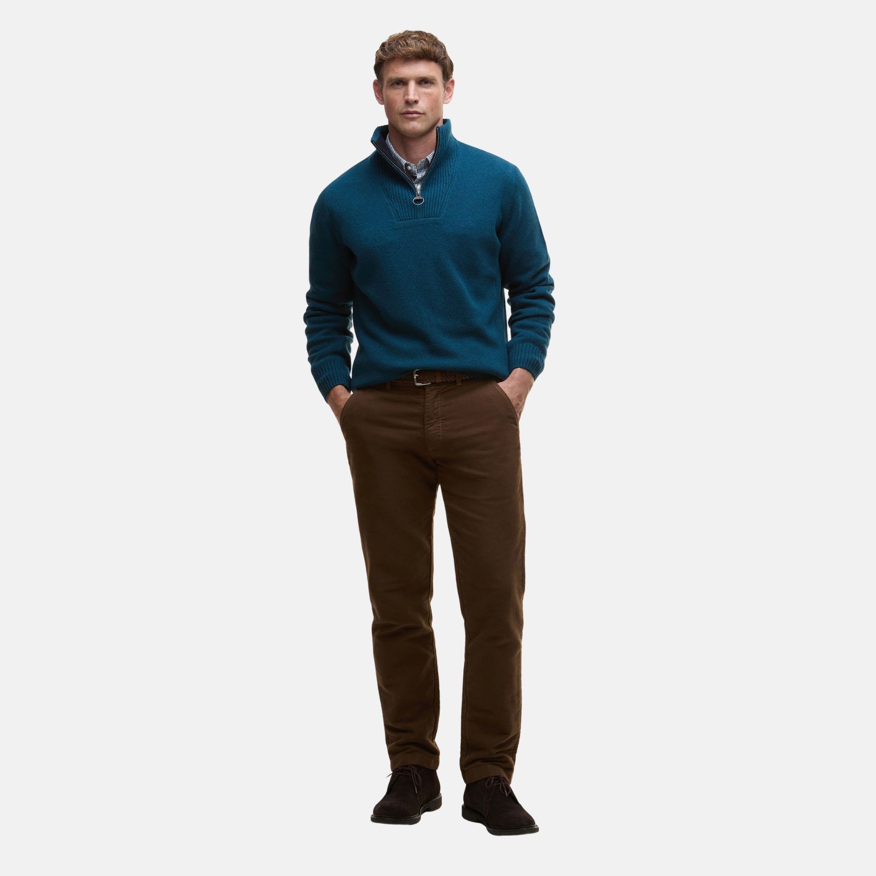 Barbour Men's Nelson Half-Zip Jumper in Mallard Green