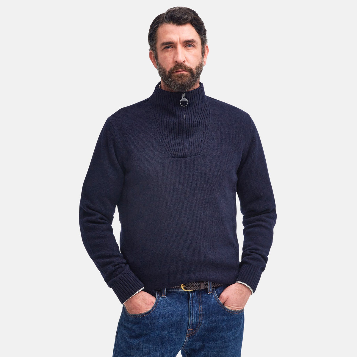 Barbour Men's Nelson Half-Zip Jumper in Navy